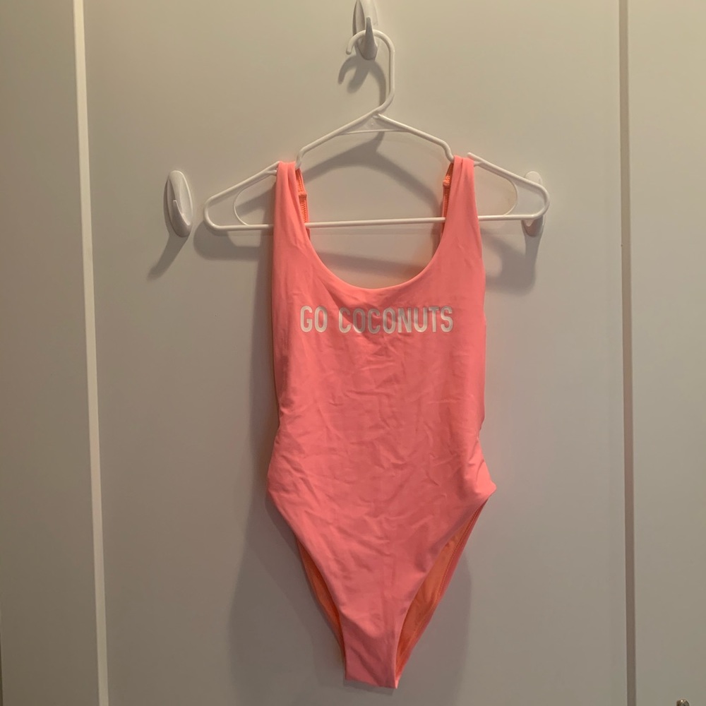 Aerie pink one piece “go coconuts” swimsuit
